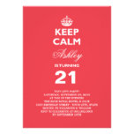 Keep Calm Funny Milestone 21st Birthday Invite