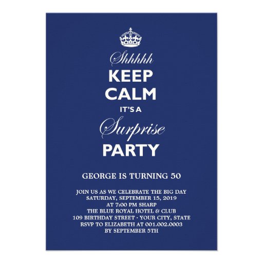Keep Calm Funny Milestone Surprise Birthday Party Personalized Announcement