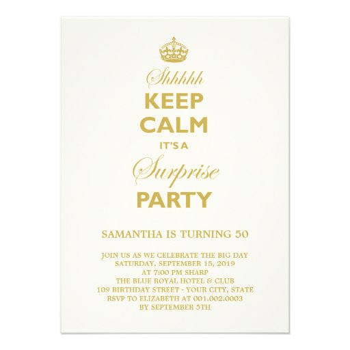 Keep Calm Funny Milestone Surprise Birthday Party Announcement