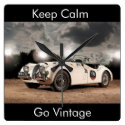 Keep Calm Go Vintage - Classic Car Wall Clock