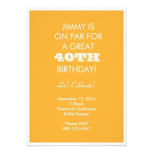 Keep Calm - Golf 40th Birthday Personalized Invitation