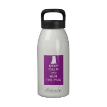 Keep Calm Hug the Pug Water Bottle gym birthday