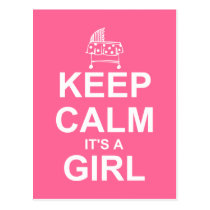 Keep Calm It's A Girl Postcard Shower Invitation postcards