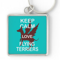 Keep Calm Love Flying Terriers Unique Fun Print Key Chain