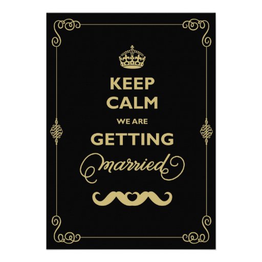 Keep Calm Moustache Classic Vintage Gay Wedding Invite