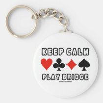 Keep Calm Play Bridge (Four Card Suits) Keychain