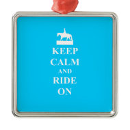 Keep calm &amp; ride on (light blue) christmas tree ornaments