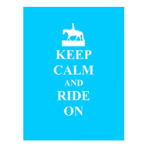Keep calm & ride on (light blue) post card