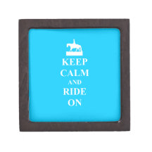 Keep calm & ride on (light blue) premium jewelry box