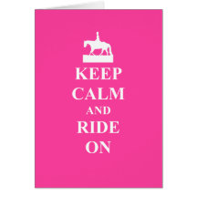 Keep calm & ride on (pink) greeting cards