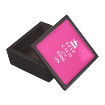Keep calm & ride on (pink) premium jewelry box