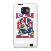 Keep Calm Rock On British Flag Queen Granny Drums Galaxy S2 Covers