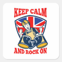 Keep Calm Rock On British Flag Queen Granny Drums Stickers