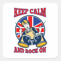 Keep Calm Rock On British Flag Queen Granny Drums Stickers