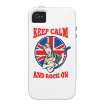 Keep Calm Rock On British Flag Queen Granny Guitar Vibe iPhone 4 Cover