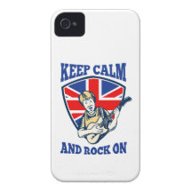 Keep Calm Rock On British Flag Queen Granny Guitar Case-Mate iPhone 4 Case