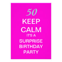 KEEP CALM Surprise 50th Birthday Party Invite invitations