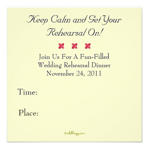 KEEP CALM Wedding Rehearsal Dinner Invite (Red)