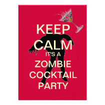 Keep Calm Zombie Cocktail Party Custom Invitation invitations