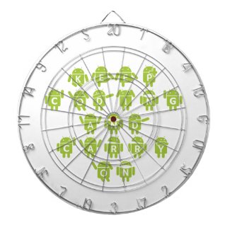 Keep Coding And Carry On (Bug Droid Font Shoutout) Dartboard With Darts