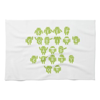 Keep Coding And Carry On (Bug Droid Font Shoutout) Hand Towel