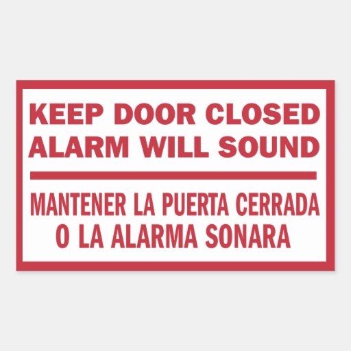 Keep Door Closed sign English Spanish Rectangular Sticker Zazzle
