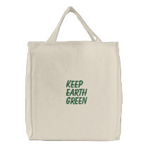 Keep earth green embroidered bags