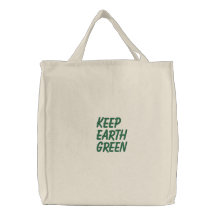 Keep earth green embroidered bags