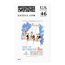 Keep Fit Get Tested 1939 WPA Postage Stamps