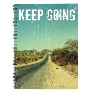 "Keep going" vintage photo of a road Spiral Notebook