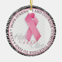 keep hope alive pink ribbon breast cancer christmas ornaments