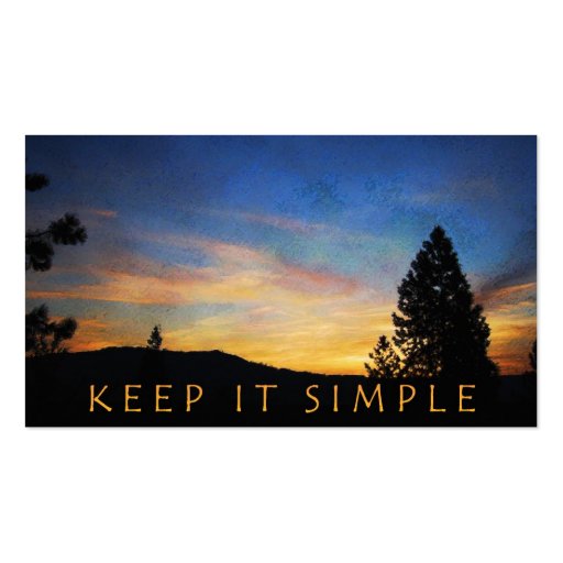 Keep it Simple Blue Orange Sunrise Profile Card Business Card Template (back side)