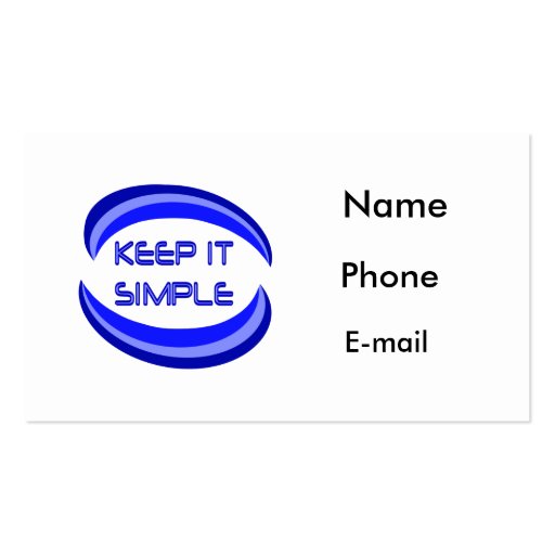 Keep It Simple Business Card (front side)