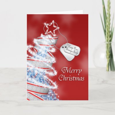 Keep our troops safe Christmas (red) Greeting Cards by armylovegifts