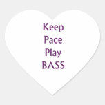 Keep pace Play bass purple text Heart Sticker