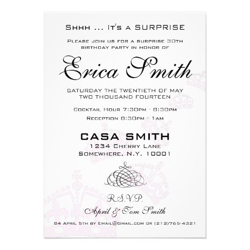 Keep Quiet Cause It's A Surprise Party Personalized Invite