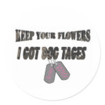 Keep Your Flowers Army Wife Round Stickers