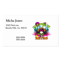 Keepin It Retro Neon Disco Crown Skull Business Card Template