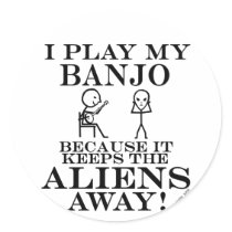 Keeps Aliens Away Banjo stickers