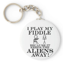 Keeps Aliens Away Fiddle Key Chain
