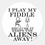 Keeps Aliens Away Fiddle Round Sticker