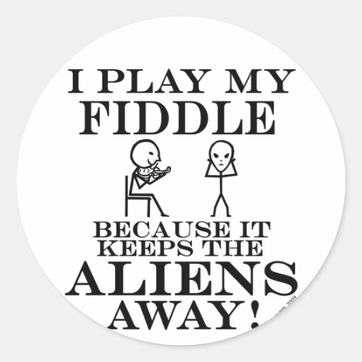 Keeps Aliens Away Fiddle Round Sticker