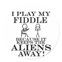 Keeps Aliens Away Fiddle Round Sticker