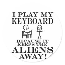 Keeps Aliens Away Keyboard Round Stickers