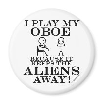Keeps Aliens Away Oboe Refrigerator Magnet