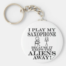 Keeps Aliens Away Saxophone Key Chain