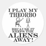 Keeps Aliens Away Theorbo Round Stickers