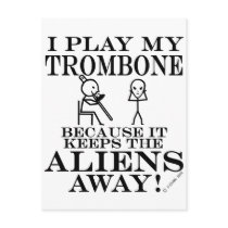 Keeps Aliens Away Trombone Postcard