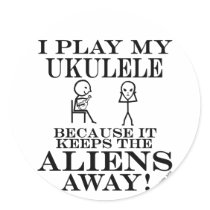 Keeps Aliens Away Ukulele Round Sticker