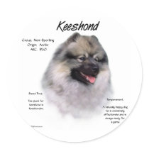 Keeshond History Design Round Stickers
